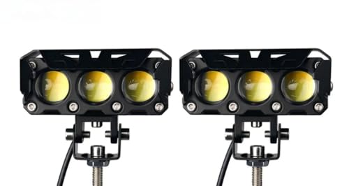 Par Farol Milha Moto Led Auxiliar 120W 12000LM Neblina Lampada Lente Auxiliar Três Lentes Luz De Cor Dupla