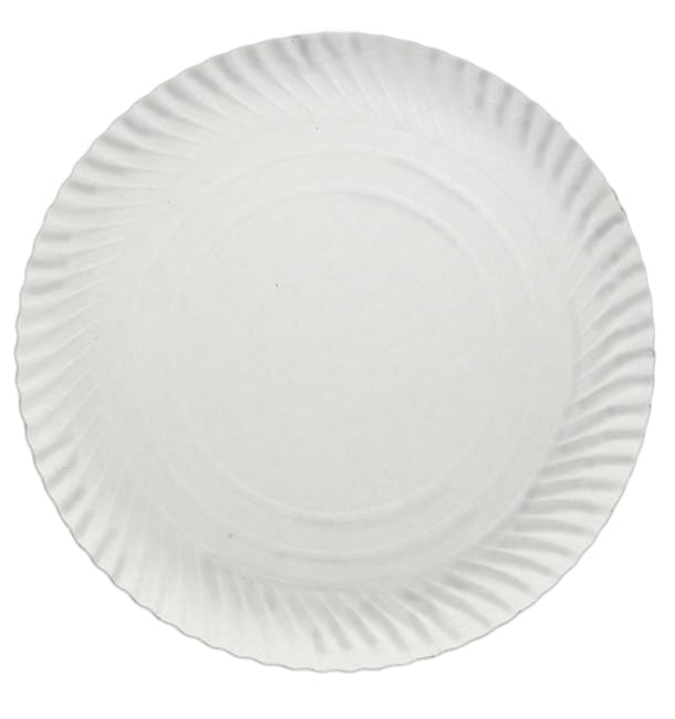 50 Platos de Cartón Redondos Blancos, Ø32cm 900g/m², Platos Desechables, De Papel, Ecológicos, Reciclables, Eventos y Catering, Biodegradables