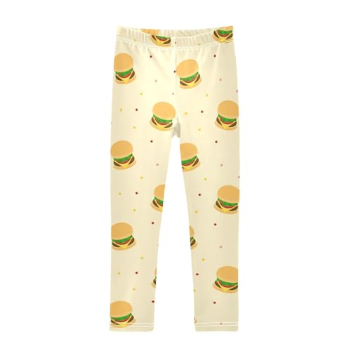 Burger Polka Dot Girls Leggings,Workout Leggings for Girls Toddler Athletic Legging Size for 3-10T