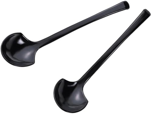 下村企販 レンゲ スプーン ラーメン用 ロング 【日本製】 食洗機対応 柄が長い 底からすくえる 軽い 割れにくい 色移りしにくい ブラック お玉 業務用 2本組 ブラスチック れんげ 燕三条 46761