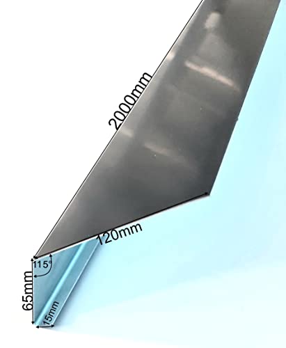 Traufblech 2 Meter lang, Traufeinlauf 120mm x 65mm, Winkel 115° Rinneneinlauf Dach-Rinnen-Einhang Dachblech Trauf-Dichtung in grau anthrazit RAL 7016 (120 x 65 x 2.000mm mit 115°)