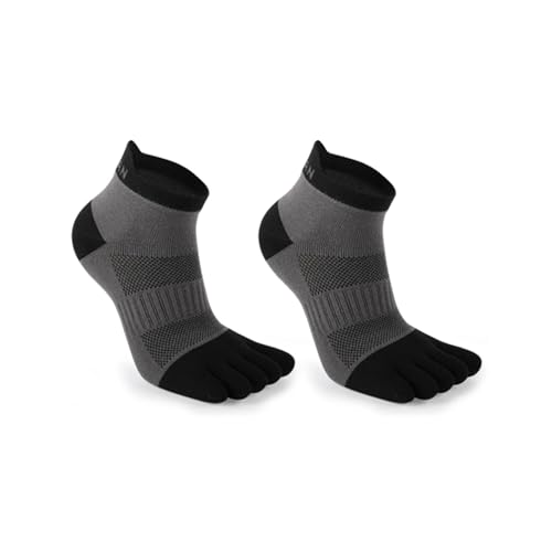 GSJNHY Calcetines de cinco dedos 2 pares de calcetines deportivos cortos cinco dedos, cómodos y moldeadores, for hombre, con puntera, ideales for baloncesto, viajes exteriores(Black Men)