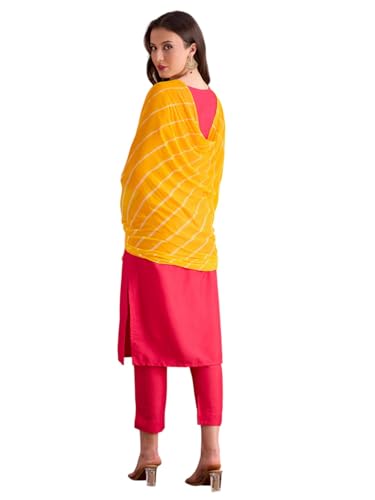 Image of DUPATTA BAZAAR Women's Leharia Dupatta with Pom Pom Lace