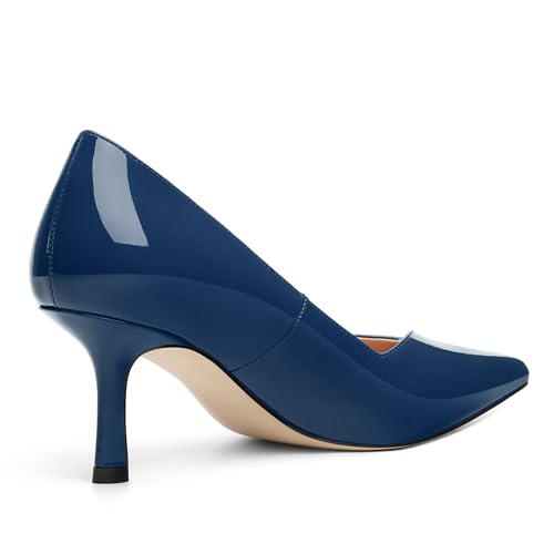 Image of Women Pointed Closed Toe 2.5 Inch Kitten Heel Slip On Pumps | Elegant Comfort Formal Dress Footwear, Versatile Ladies Shoes For Office Wedding Party Evening Daily Occasions