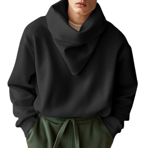 Men's High Neck Bright Color Casual Pullover Sweater Solid Color Casual Loose Oversized Sweater