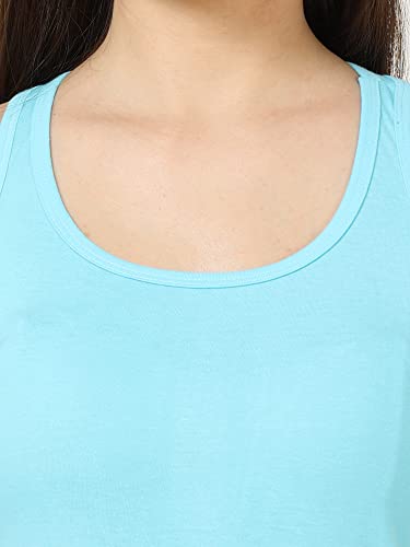 Image of FLEXIMAA Women's Cotton Plain Round Neck Sleeveless T-Shirt
