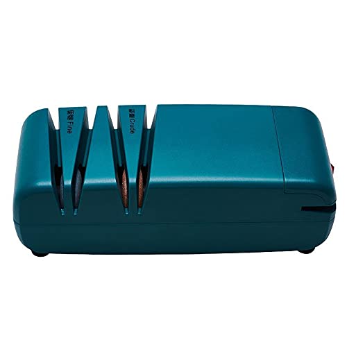 Afilador de cuchillos eléctrico, recubrimiento de diamante, motor potente de 60W, afilador de cuchillos profesional, tres en uno para cuchillos de cocina, tijeras y destornilladores (verde oscuro)