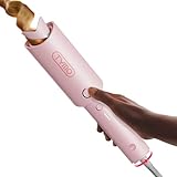 TYMO Automatic Rotating Curling Iron - TYMO CURLPRO Beach Waves Curling Wand, Portable Hair Curler, 500 Million Ionic, Dual Voltage & Lightweight for Travel, Ceramic Coating, 1 1/4 Inch, Pink