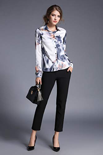 Women's Shirts Floral Print Long Sleeve Button up Casual Blouse Top