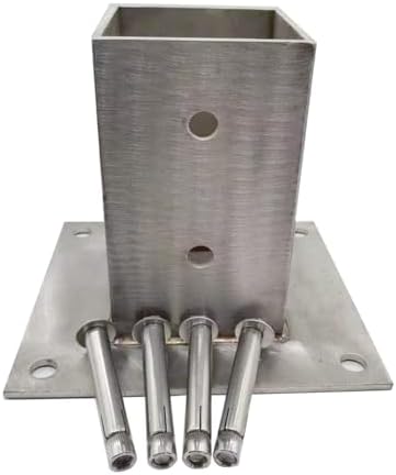 Heavy Duty Cement Post Base Kit for 2x2 to 8x8 Inch Fence Gate Posts, Square Column Brackets with Screws, Durable Anchor Support, 105x105 mm, Perfect for Robust Fencing Solutions