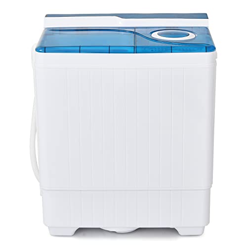 COSTWAY Portable Washing Machine, Twin Tub 26 Lbs Capacity, 18 Lbs Washer and 8 Lbs Spinner, Compact Washer with Control Knobs, Timer Function, Drain Pump, Laundry washer for Apartment RV, Grey