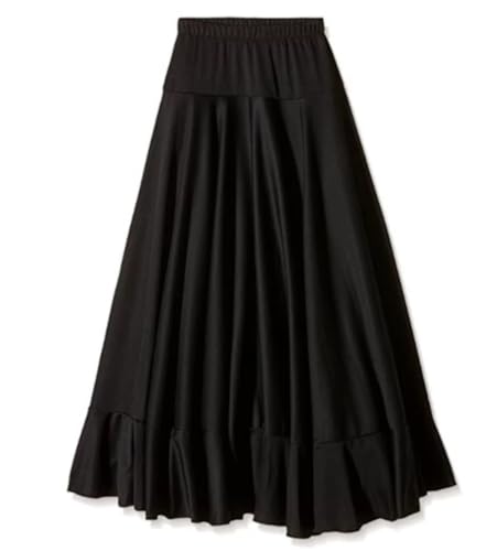 Genérico FLAMENKA ROCIERA Falda Ensayo Baile Flamenco, Negro, Volante de Capa, Cintura Elástica (FR/ES, Letras, XXL, XXL, Negro)