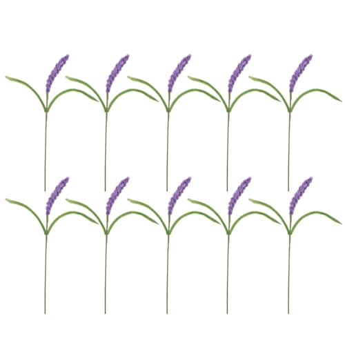 Garneck 10pcs Artificial Lavender Flowers Bouquet with Purple Chenille Stems Fade-Resistant Faux Lavender Plants for Wedding Decor Outdoor Indoor Table Arrangements Easy Maintenance and