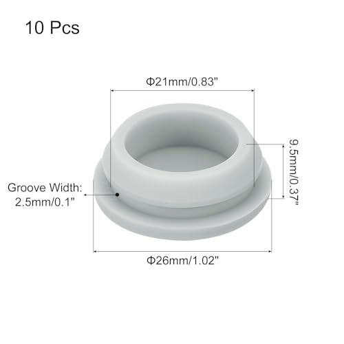 Image of MECCANIXITY 10pcs Silicone Snap in Locking Hole Plugs,21mm /0.8 Inch Mounting Diameter Narrow Groove Width 2.5mm Panel Seal Cover Round for Kitchen Bulkheads Waterproof Sealing Plugs Grey