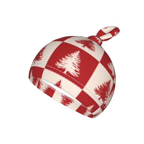 Image of Christmas Tree Red Buffalo Plaid Swaddle Blanket with Beanie Hat Set Newborn Swaddle Wrap Soft Baby Receiving Blankets Baby Swaddle Blanket for Baby Boys and Girls