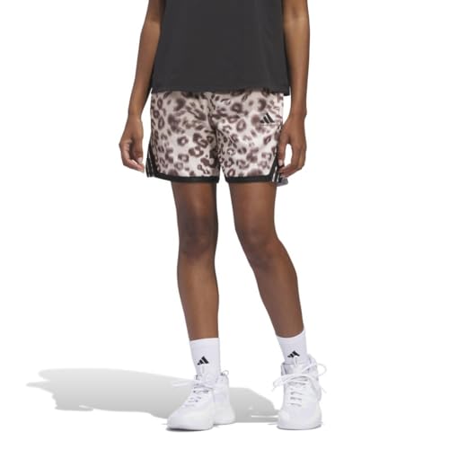 adidas Women's CrazyLite Cheetah All Over Printed Basketball Shorts, Sand Strata, X-Large/Tall