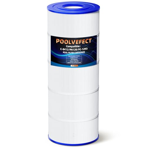 POOLVEFECT Pool Filter Cartridge Replacement Compatible with Hayward C1200 CX1200RE Pleatco PA120 Unicel C-8412 Filbur FC-1293 Ultra-B2 Clearwater II 125 120 Sq.Ft 23-5/16x8-15/16 1 Pack