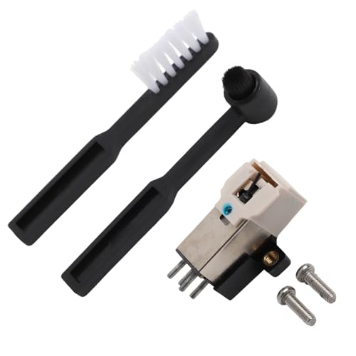 AT3600L Phono Cartridge Stylus Replacement with Cleaning Brush and Wires, for DJ Turntables and Record Players, White/Black