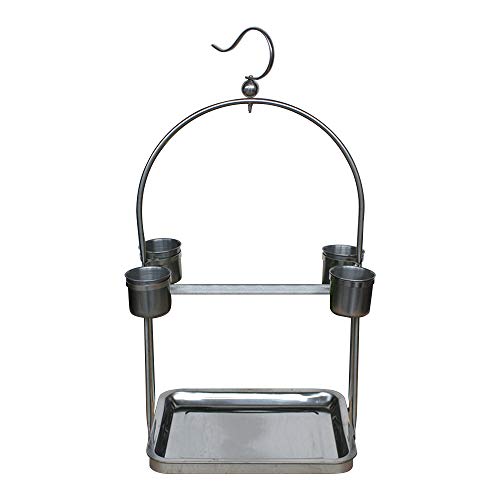 AZXAZ - Soporte de juego para pájaros de acero inoxidable con 4 tazas de alimentación para Alexander Otaru Monk Golden Sun Xuanfeng