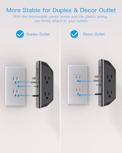 Black Outlet Extender with Night Light, HANYCONY Multi Plug Outlet, USB Wall Charger Surge Protector 4 USB Charging Port(1USB C), Power Strip Electrical Outlet Splitter Expander for Office Dorm Room - Image 4