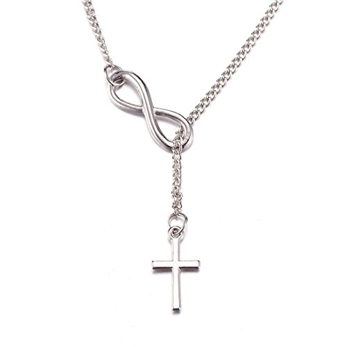 Weishu Fashion Necklace S925 Sterling Silver Cross Y Necklace Religious Necklace Necklace Jewelry Inspirational Gift Chain Adjustable Female Girl
