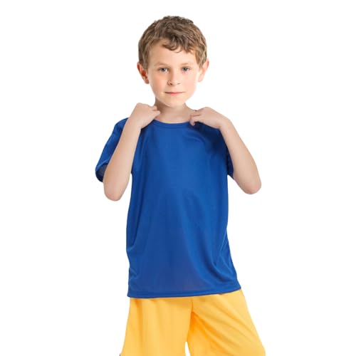 8 Pack Boys Kids Youth Mesh Athletic Quick Dry T Shirts Short Sleeve Moisture Wicking Tee Shirts Active Tops (Age 4-18)4