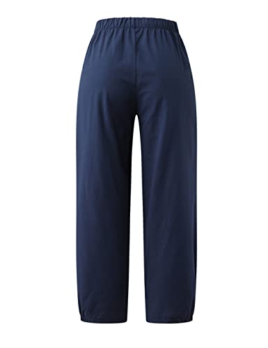 Image of Bozanly Summer Capri Pants for Women Casual Elastic Waist Cotton Linen Comfy Yoga Crop Pants Trousers 2026