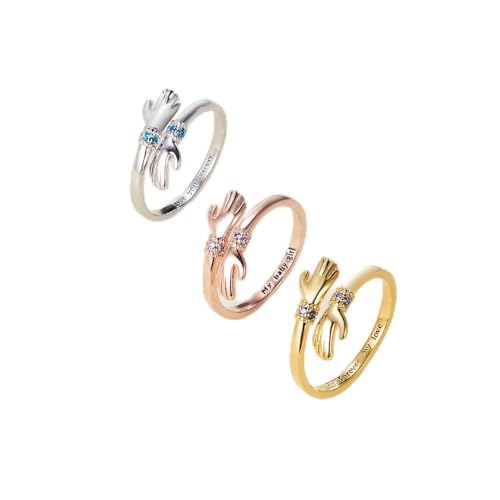 Bague câlin personnalisable, l'étreinte symbolique en argent sterling avec gravure