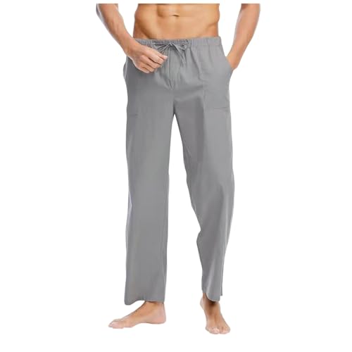Mens Wide Leg Pants Casual Stretch Waist Drawstring Lounge Pants Big and Tall Lightweight Comfy Trousers with Pockets