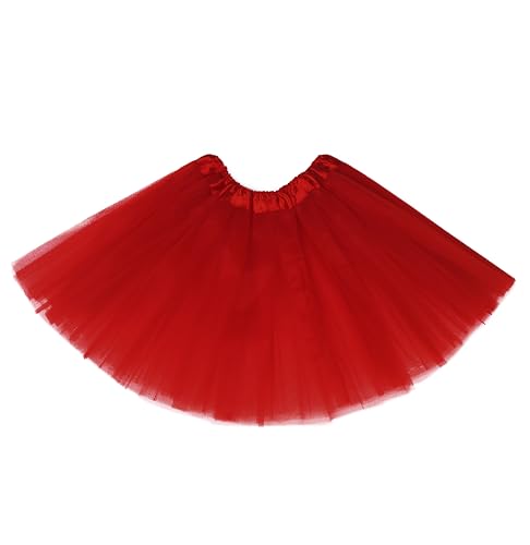 Fepdiu Girls Tutu Skirt 3 Layers Tulle Toddler Ballet Skirts Girls Tulle Tutu Dance Fit Most 3-10 yrs for Dance Party Costume (red)