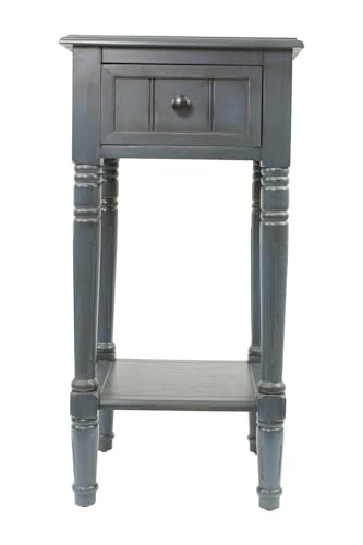 Image of Decor Therapy Accent Table with Storage, Traditional Style, Narrow End Table, Sturdy, Antique Navy, Wood - (28 inch x 14 inch x 14 inch)