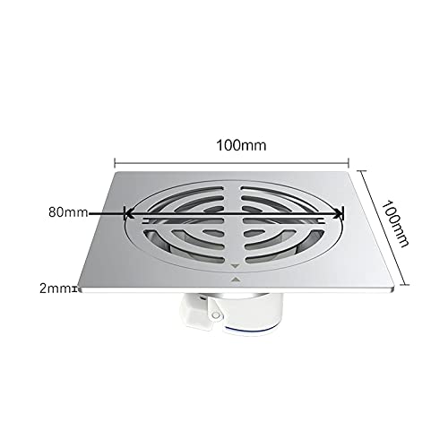 Grille de drain de douche carrée performance d'évacuation rapide 4 pouces - 5