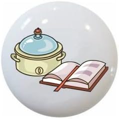 Slow Cooker and Cook Book - Kitchen BA - DECORATIVE Ceramic Dresser Drawer PULLS Cabinet Cupboard KNOBS