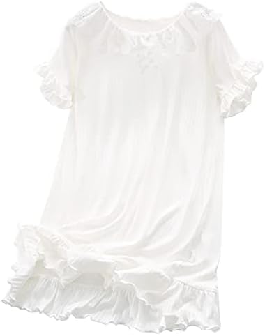RHOPEM Girls Nightgown Children's Pajamas, Junior's Dress, Short Sleeve, Room Wear, Nightdress, One-Piece Pajamas, Cute, Loose, Lace, Cute, Casual, Comfortable