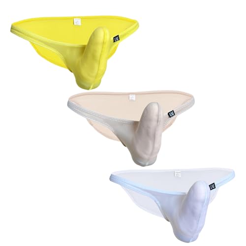 Elastic Fabric Upturned Elephant Trunk Men's Low Waist Thong Ice Silk Thin Sexy Underwear