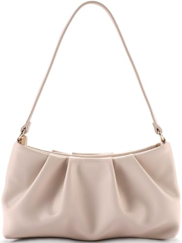 QIRACHIC Apricot Women's Clutch Purse, Pleated Evening Handbag, Shoulder Bag