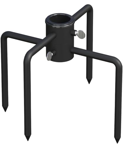 Mocomax Pole Stabilizer Stand Base Applies to 1.41" to 2.12" Shepherds Hook, Outdoor Bird Feeder Pole Stabilizer Support with 4 Prongs, Metal Holder Base for Birdhouse, Flagpole, Umbrellas, Black