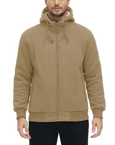Tacvasen Men's Sweatshirt Jackets Heavyweight Mens Work Jackets For Winter Fleece Sherpa Lined Hoodie Full Zip Up Softshell Coat #TOP2