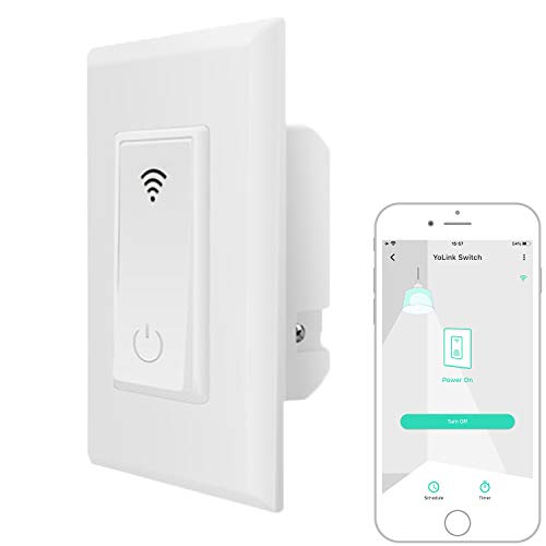 Wall Switch, YoLink 1/4 Mile Super Long Range Smart Light Switch Single Pole 10A in-Wall Switch Compatible with Alexa Google Assistant Home IFTTT, ETL Listed, Neutral Wire Needed, YoLink Hub Required