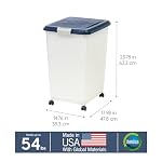 IRIS USA Dog Food Storage Container, Up to 54 Pounds, Attachable Wheels, For Dog Cat Bird and Other Pet Food Storage Bin, Keep Fresh, Easy Mobility - Made in USA, Navy - Image 3