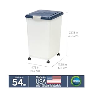   IRIS-USA-Airtight-Pet-Food-Storage-Container-Up-to-54-lbs-Attachable-Wheels-For-Dog-Cat-Bird-and-Other-Pet-Food-Storage-Bin-Keep-Fresh-Easy-Mobility-BPA-Free-NavyPearl