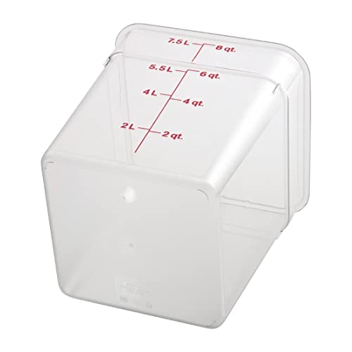 Image of Cambro 8SFSCW CamSquare Food Container 8 qt. 8-3 /8x8-3 /8x9-1 /8 clear, 6ct,Orange /pink