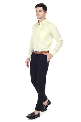 Image of Men's Solid Cotton Blend Formal Shirt with Pocket | Plain Design with Spread Collar & Full Sleeves - Regular Fit (Pack of 2)