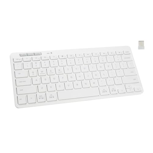 Bnnwa Teclado Bluetooth inalámbrico, Bluetooth + 2.4G, Teclado de Modo Dual, pequeño, portátil, inalámbrico, para Android, Tablet, teléfono, iPad, Pro, Air, Mini, iPhone, Windows Surface (Blanco)