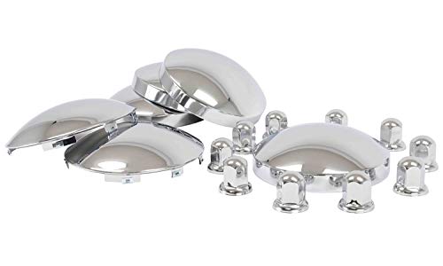 Mytee Products Steel Chrome Axle Wheel Cover Set - Includes (2) Front Hub Caps, (4) Rear Hub Caps, (60) Lug Nut Covers 33Mm For Semi Truck | Axle Cover Combo Kit #TOP1