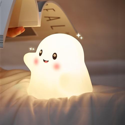 Azonee Night Light for Kids – Cute Ghost Silicone Night Lamp with...