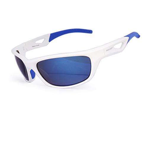 BALEAF Polarized Sports Sunglasses for Women Men Cycling Running Driving Eyewear White & Blue