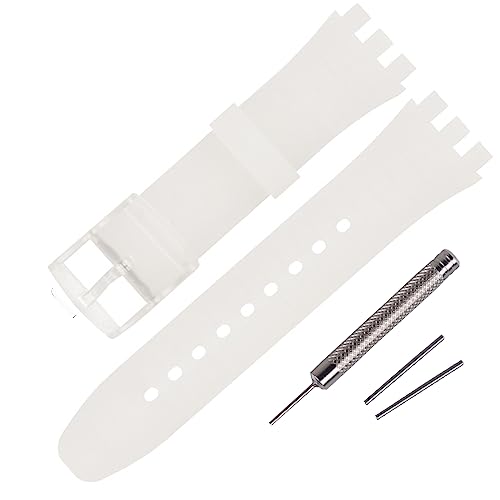 Rihahisy 16mm Ultra-thin Silicone Rubber Watch Strap/Watch Band Replacement for Swatch (Translucent)