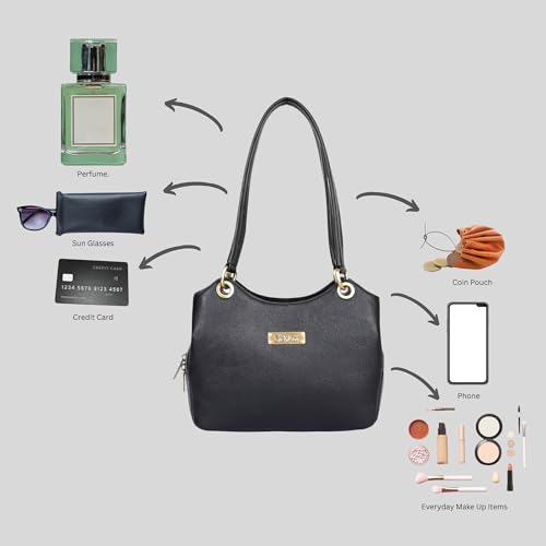 Women's Black Genuine Leather Top Handle Shoulder Tote Bag, Ladies Satchel Handbag Purse for Work, Office, Daily Use4