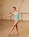 ROYAL SMEELA Women’s Leotard Backless Adjustable Spaghetti Strap Leotards Square Neck Bodysuit for Ballet Dance Event Light Green